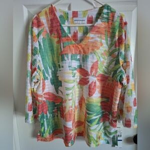 Alfred Dunner Women's Colorful 3/4 long sleeve blouse Size XL